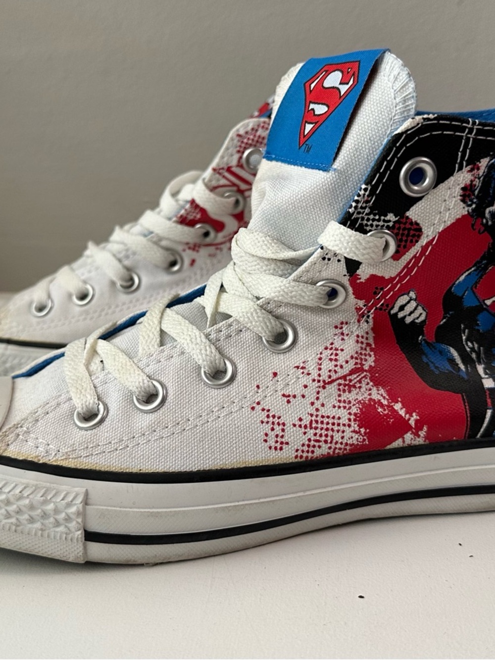 Converse White, Red & Blue Superman High-Top Sneakers